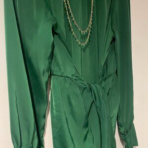 Green Semi Formal Dress Elastic Waist Cocktail Dress